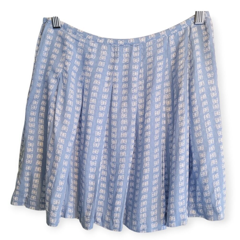 Urban Outfitters Cecile Pleated Mini Skirt Sky Blue High Waisted A Line Size S - Picture 7 of 10